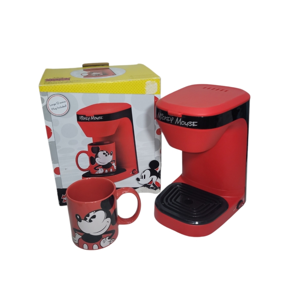 Disney Mickey Mouse Red Single Serve Coffee Maker w/12 oz Mug with Box